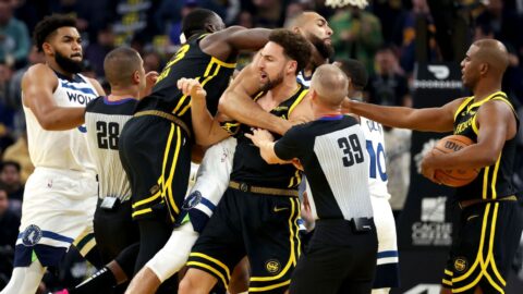 Green, Thompson, McDaniels ejected after Wolves-Warriors fight