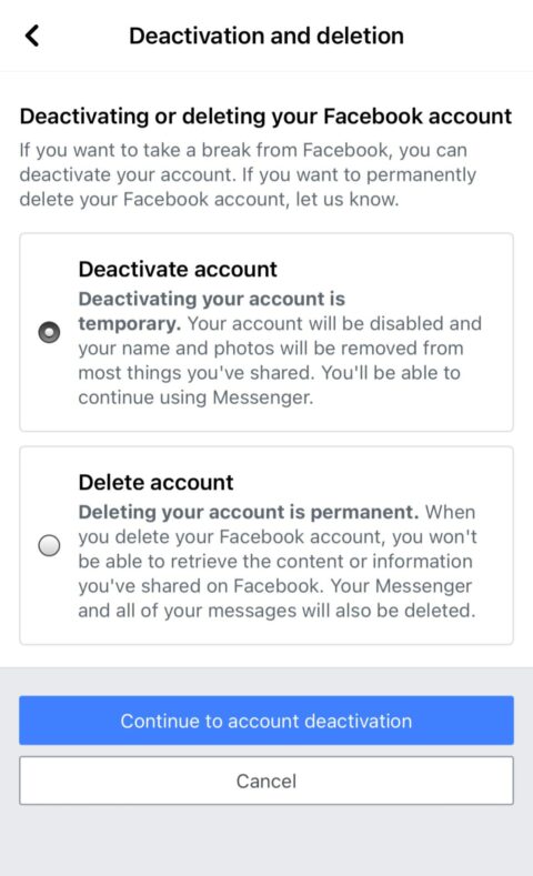 How to temporarily deactivate your Facebook account