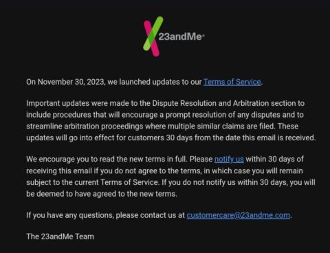 23andMe changes to terms of service are ‘cynical’ and ‘self-serving,’ lawyers say