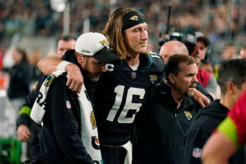 Jaguars’ Trevor Lawrence injures ankle late in OT loss to Bengals
