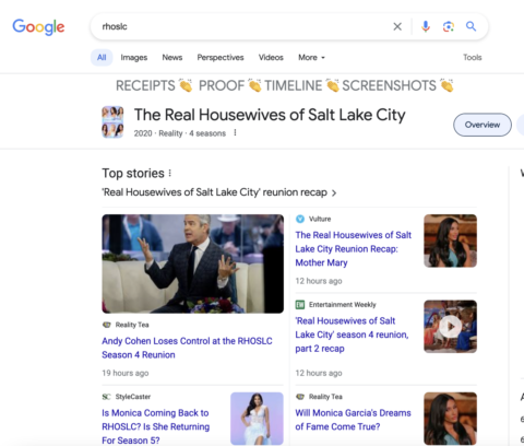 Google has a secret ‘Real Housewives of Salt Lake City’ banner when you search for the show