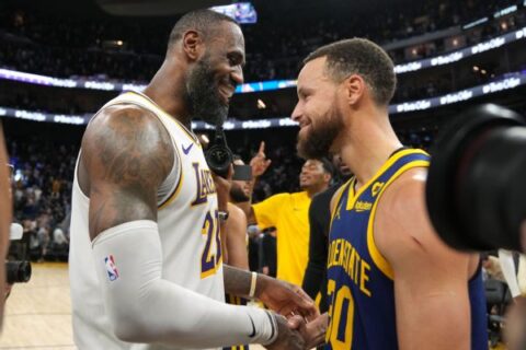 Lakers’ LeBron James, Warriors’ Stephen Curry add to classic rivalry in 2OT duel