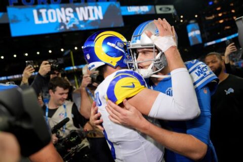 Lions’ playoff win vs. Rams caps emotional week for Jared Goff