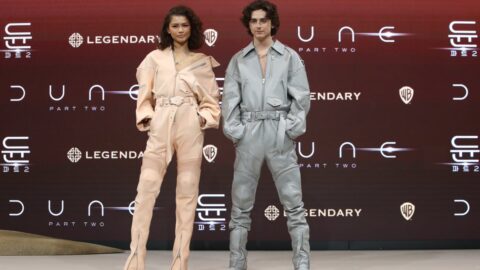 Zendaya and Timothée Chalamet sport matching coveralls for ‘Dune: Part Two’ promo