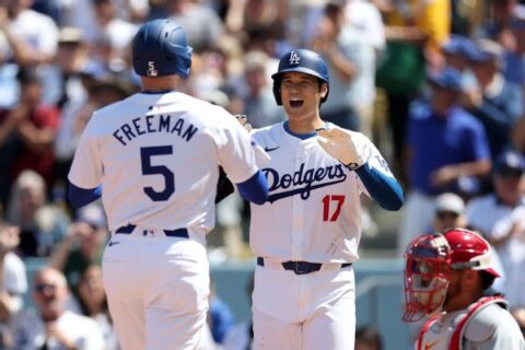 Ohtani welcomed warmly, helps Betts, Freeman lead Dodgers in home debut