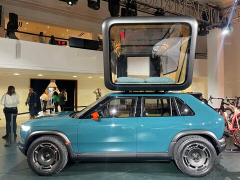 Rivian’s new ‘treehouse’ rooftop tent comes with a movie projector