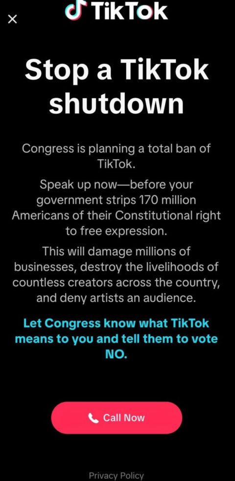 TikTok hijacks the For You page with call to action on ban
