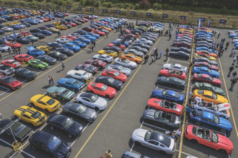 Ford Mustang marks 60th birthday with 800-car party in UK