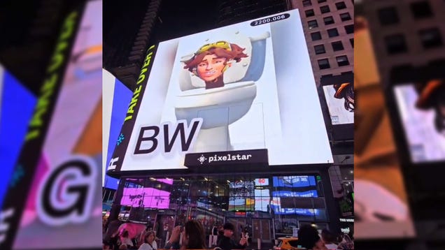 Overwatch 2 Skibidi Toilet Meme Airs On Times Square Billboard
