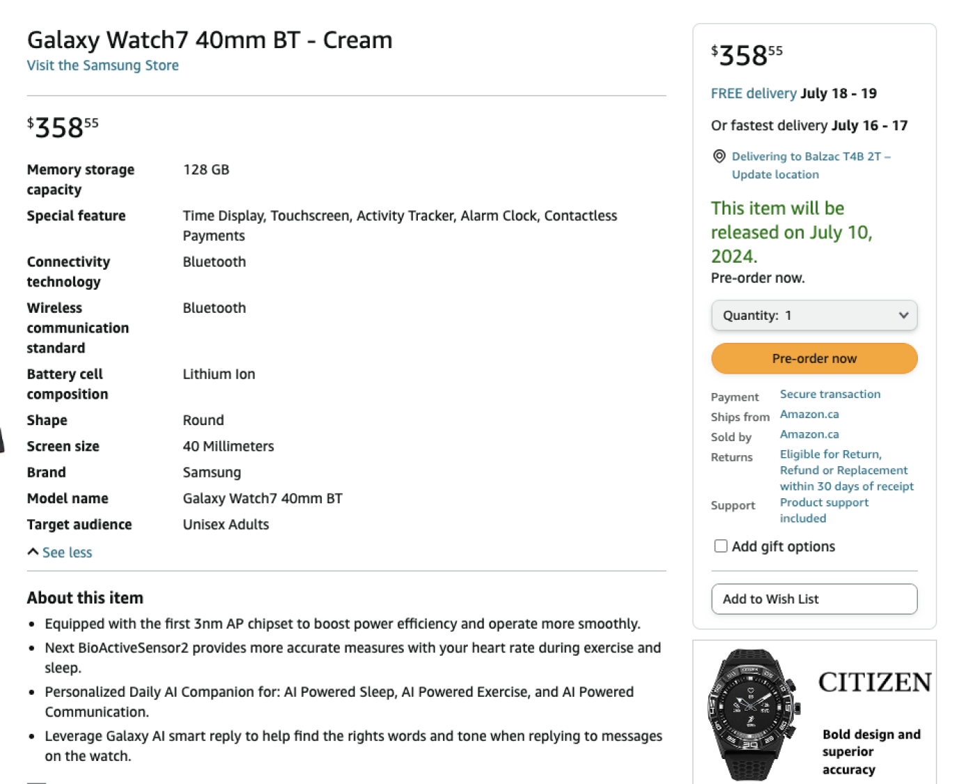 Samsung Galaxy Watch 7 specs leaked by Amazon