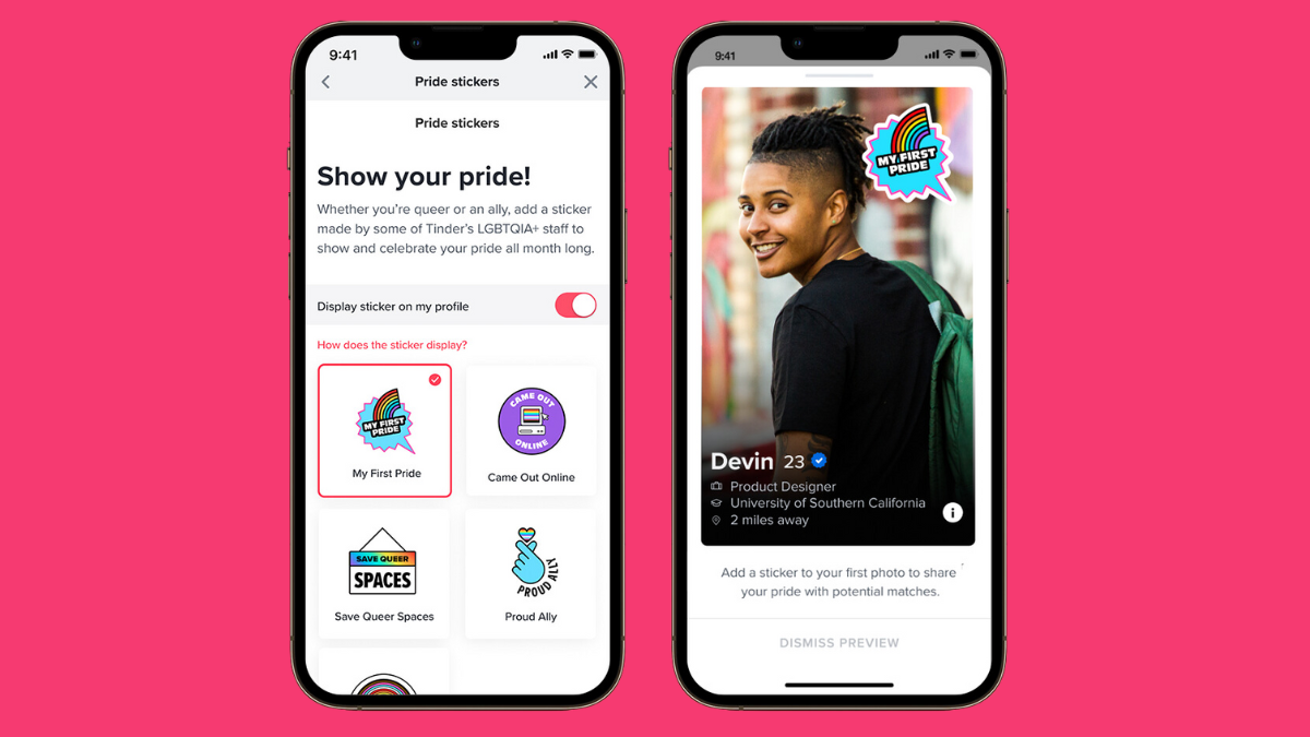 Tinder adds Pride stickers to promote LGBTQ connections