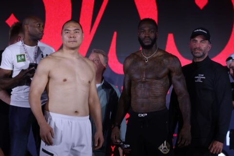 Zhilei Zhang 68.2 pounds heavier than Deontay Wilder at weigh-in